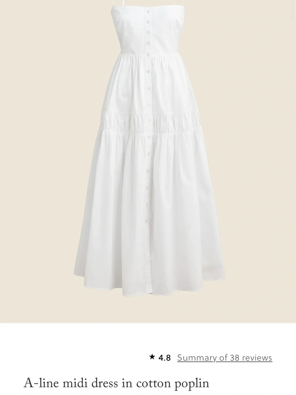 J. Crew White A-Line Midi Skirt with Button Front